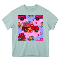 Arona valentines day truck and cupid in the sky seamless pattern Heavy Core Tee - BundleAndBundleShop