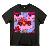 Asphalt valentines day truck and cupid in the sky seamless pattern Heavy Core Tee - BundleAndBundleShop