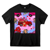 Black valentines day truck and cupid in the sky seamless pattern Heavy Core Tee - BundleAndBundleShop