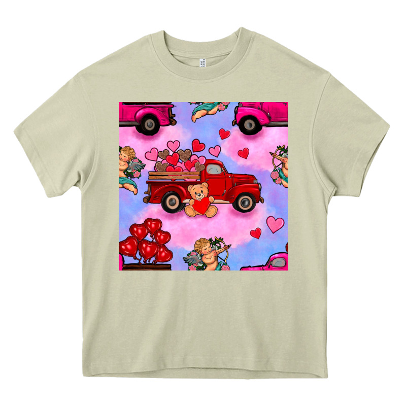 Valentines Day Truck And Cupid In The Sky Seamless Pattern Heavy Core Tee by BundleAndBundleShop | Teevron