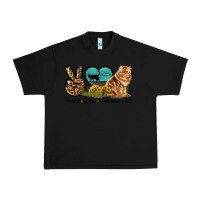 Black Peace Love Persian Cat Urban Heavy Tee - LillyAllenDesigns