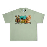Oil Green Peace Love Persian Cat Urban Heavy Tee - LillyAllenDesigns