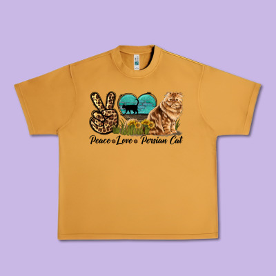 Peace Love Persian Cat Urban Heavy Tee Designed By Lillyallendesigns