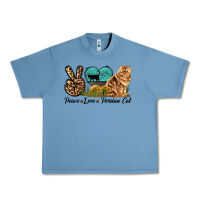 Pebble Blue Peace Love Persian Cat Urban Heavy Tee - LillyAllenDesigns
