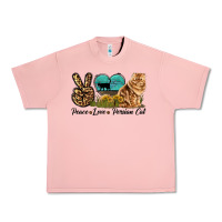 Salmon Peace Love Persian Cat Urban Heavy Tee - LillyAllenDesigns