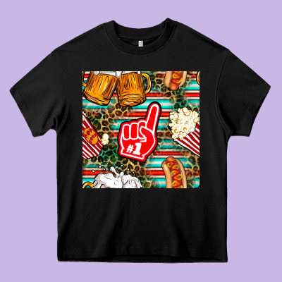American Football Snacks With Serape And Leopard Heavy Core Tee Designed By Bundleandbundleshop