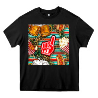 Black american football snacks with serape and leopard Heavy Core Tee - BundleAndBundleShop