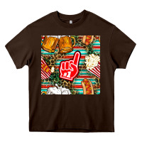 Chocolate Brown american football snacks with serape and leopard Heavy Core Tee - BundleAndBundleShop