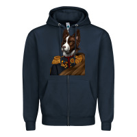 Navy Pet Portraits, Custom Pet Portraits, Renaissance Pet Portraits, Zipper Hoodie - RanaPortraitStore