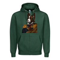 Sports Green Pet Portraits, Custom Pet Portraits, Renaissance Pet Portraits, Zipper Hoodie - RanaPortraitStore