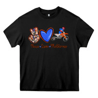 Black Peace Love Motocross Heavy Core Tee - RanaPortraitStore