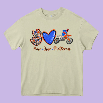 Peace Love Motocross Heavy Core Tee Designed By Ranaportraitstore