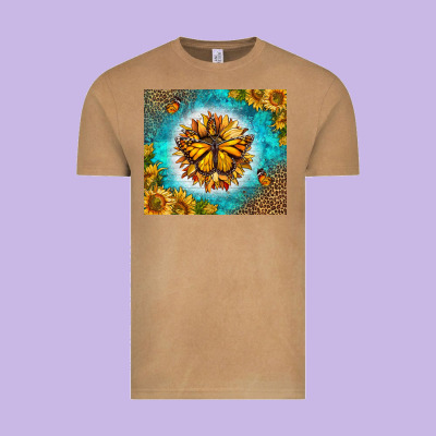 Monarch Butterfly Sunflower Vintage Tee Designed By Lillyallendesigns