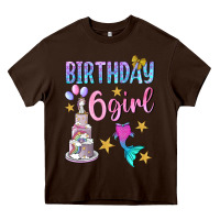 Chocolate Brown birthday girl 6 Heavy Core Tee - BundleAndBundleShop
