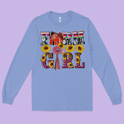 Western Farm Girl Long Sleeve Tee Designed By Artiststas