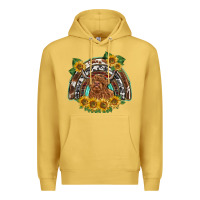 Antique Gold scottish calf sunflowers rainbow Premium Hoodie - BarkalooDesign