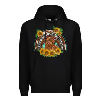 Black scottish calf sunflowers rainbow Premium Hoodie - BarkalooDesign