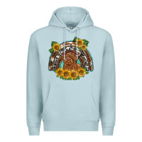 Blue Mist scottish calf sunflowers rainbow Premium Hoodie - BarkalooDesign