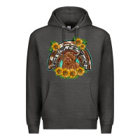 Charcoal Heather scottish calf sunflowers rainbow Premium Hoodie - BarkalooDesign