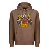 Chestnut scottish calf sunflowers rainbow Premium Hoodie - BarkalooDesign