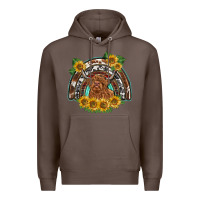 Coffee scottish calf sunflowers rainbow Premium Hoodie - BarkalooDesign