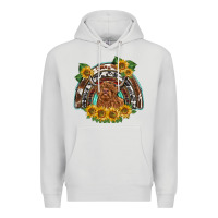 Dove Grey scottish calf sunflowers rainbow Premium Hoodie - BarkalooDesign