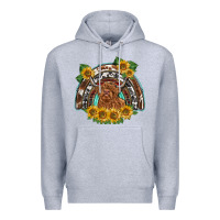 Heather Grey scottish calf sunflowers rainbow Premium Hoodie - BarkalooDesign