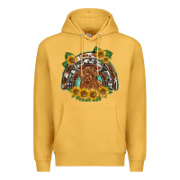 Mustard scottish calf sunflowers rainbow Premium Hoodie - BarkalooDesign
