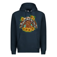 Navy scottish calf sunflowers rainbow Premium Hoodie - BarkalooDesign