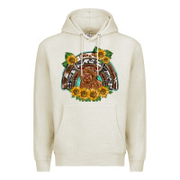 Oatmeal Heather scottish calf sunflowers rainbow Premium Hoodie - BarkalooDesign