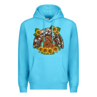 Ocean Blue scottish calf sunflowers rainbow Premium Hoodie - BarkalooDesign