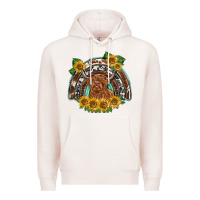 Pale Pink scottish calf sunflowers rainbow Premium Hoodie - BarkalooDesign