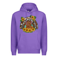 Purple scottish calf sunflowers rainbow Premium Hoodie - BarkalooDesign