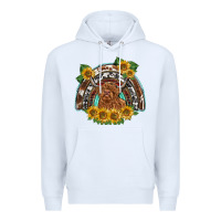 White scottish calf sunflowers rainbow Premium Hoodie - BarkalooDesign