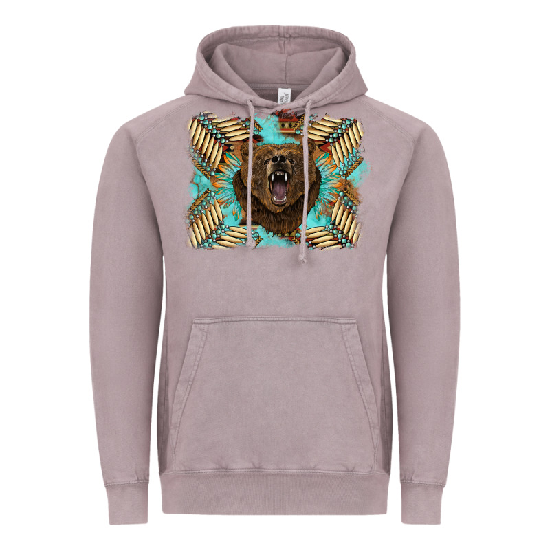 Bear Native American Background Vintage Hoodie by BarkalooDesign | Teevron