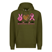 Army Green peace love cure Premium Hoodie - RanaPortraitStore