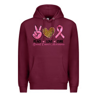 Burgundy peace love cure Premium Hoodie - RanaPortraitStore
