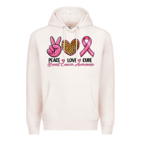 Pale Pink peace love cure Premium Hoodie - RanaPortraitStore