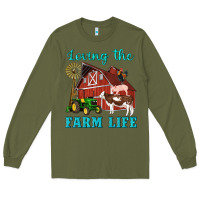 Army Green western loving the farm life barn cow pig rooster tractor wind wheel Long Sleeve Tee - Artiststas