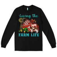 Black western loving the farm life barn cow pig rooster tractor wind wheel Long Sleeve Tee - Artiststas