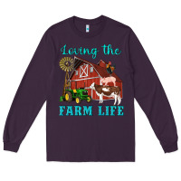 Plum western loving the farm life barn cow pig rooster tractor wind wheel Long Sleeve Tee - Artiststas
