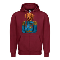 Burgundy Golden Retriever Dog Portrait,Custom Pet Portraits,Renaissance Dog Zipper Hoodie - RanaPortraitStore