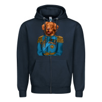 Navy Golden Retriever Dog Portrait,Custom Pet Portraits,Renaissance Dog Zipper Hoodie - RanaPortraitStore