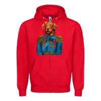 Red Golden Retriever Dog Portrait,Custom Pet Portraits,Renaissance Dog Zipper Hoodie - RanaPortraitStore