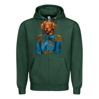 Sports Green Golden Retriever Dog Portrait,Custom Pet Portraits,Renaissance Dog Zipper Hoodie - RanaPortraitStore