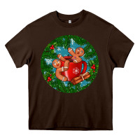 Chocolate Brown gingerbread men with hot chocolate Heavy Core Tee - BundleAndBundleShop