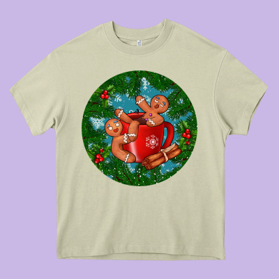 Gingerbread Men With Hot Chocolate Heavy Core Tee Designed By Bundleandbundleshop