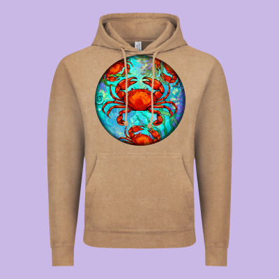 Crab Vintage Hoodie Designed By Barkaloodesign