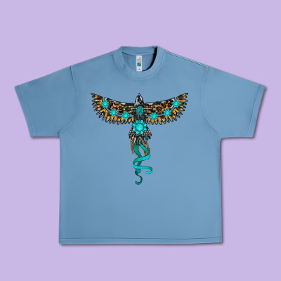 Turquoise Thunderbird Urban Heavy Tee Designed By Ranaportraitstore
