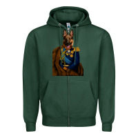 Sports Green Pet Portraits, Custom Pet Portraits, Renaissance Pet Portraits, Custom Zipper Hoodie - RanaPortraitStore